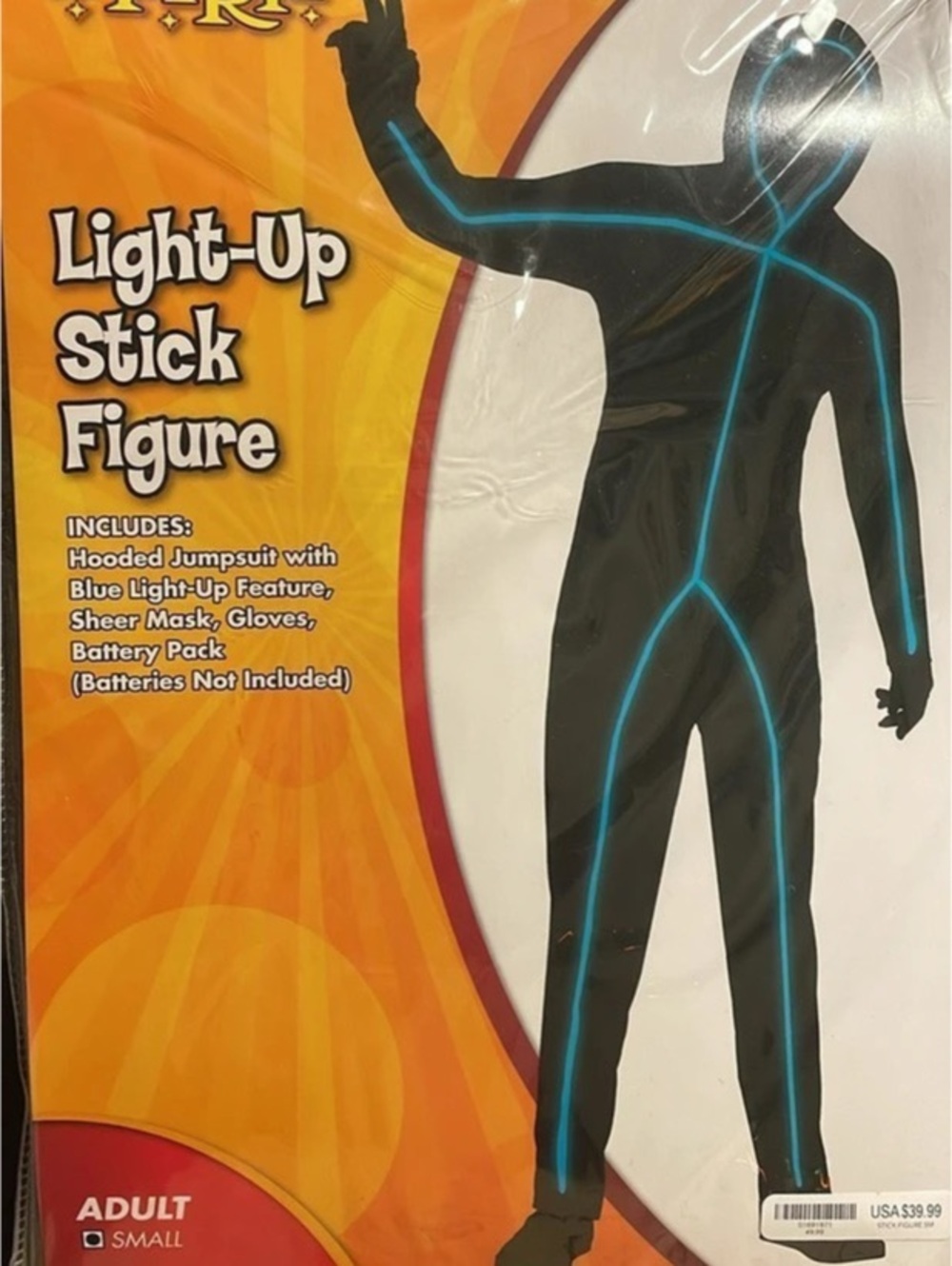 Adult Light-Up Blue Stick Figure Costume Adult Small